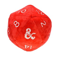 Jumbo D20 Novelty Dice D&D Plush in Red with White Numbering